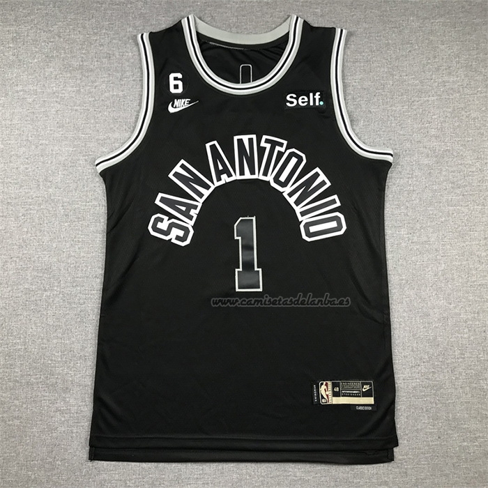 Camiseta San Antonio Spurs Victor Wembanyama NO 1 Classic 2022-23 Negro